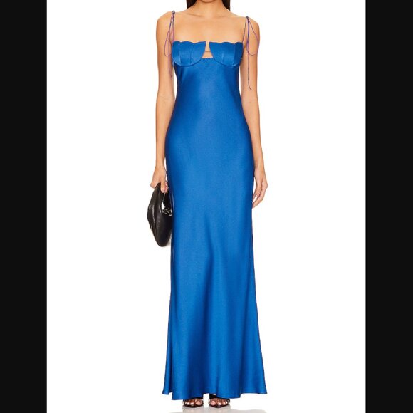 NWT Anna October Tulip Maxi Dress in Blue size medium - Picture 4 of 10